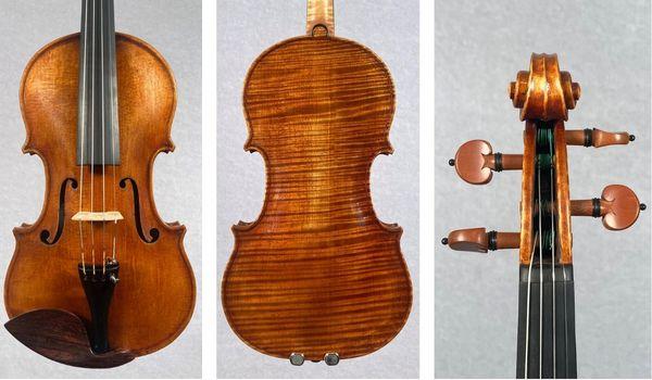 A violin made by Doug Coghill in 2024