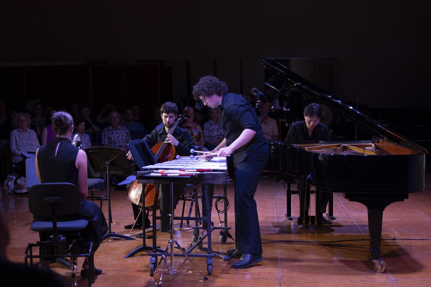 ANAM musicians (Georgia White – clarinet, Jack Overall – cello, Jamie Willson – percussion, Po Goh – piano). Photo by Pia Johnson 