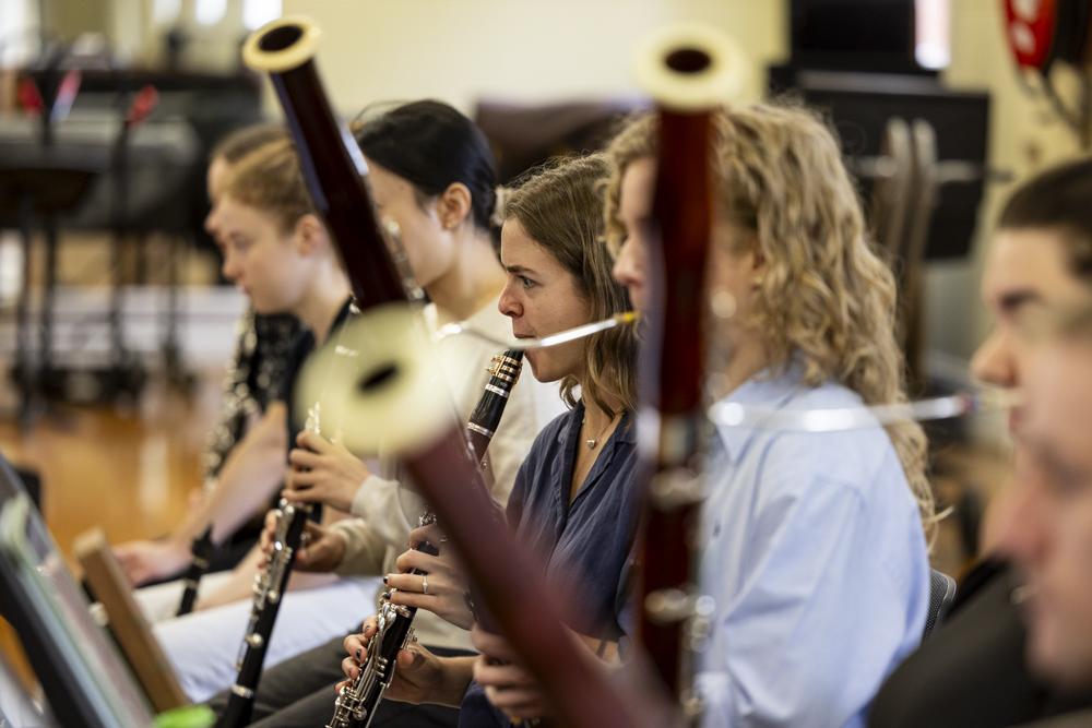 ANAM wind musicians in class, 2025